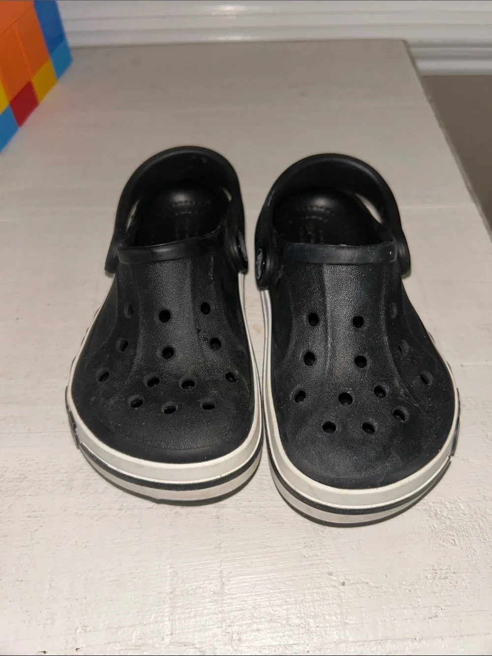 CROCS Kids Black and White Platform Clog
